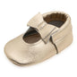 BirdRock Baby Bow and Knot Moccasins - Genuine Leather Baby Girl Shoes
