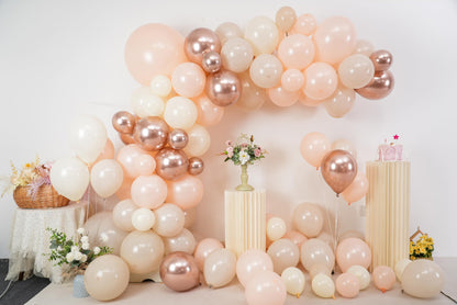 Ivory White Balloon Arch Kit,Boho Balloon Garland with Pastel Orange Cream Beige Champagne Gold White Sand Balloons for Neutral Baby Shower Wedding Boho Bridal Party Decorations