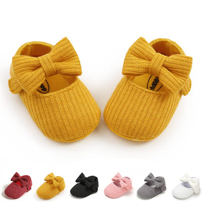 Baby Girls Mary Jane Flats with Bowknot Flowers Soft Newborn Infant First Walkers Crib Shoes Wedding Party Christmas Dress Shoes