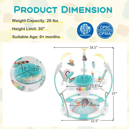 BABY JOY Baby Jumpers and Bouncers, Infant Activity Center with Music Lights Sounds, 360° Rotating Seat and 3 Adjustable Heights, Baby Play and Learning Center for 6-12 Months