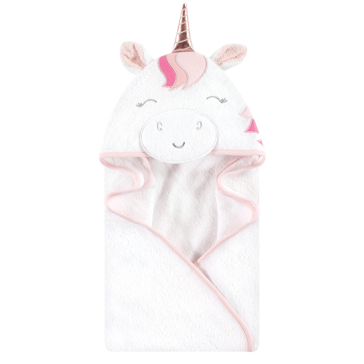Hudson Baby Unisex Baby Cotton Animal Face Hooded Towel, Pretty Elephant, One Size