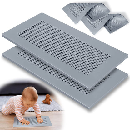 Orzbow Baby Proofing Soft Silicone Vent Cover for Home Wall/Ceiling/Floor Register,Child Proof Floor Air Vent Deflector Cover,Catches Debris Hair & Prevents Creepy Crawlies,Easy Install, Khaki,2 Pack