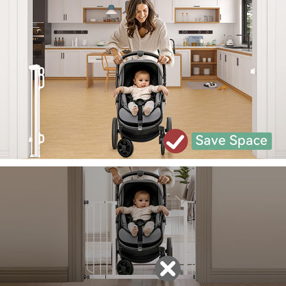 Momcozy Retractable Baby Gate, 33" Tall, Extends up to 55" Wide, Child Safety Baby Gates for Stairs, Doorways, Hallways, Indoor, Outdoor