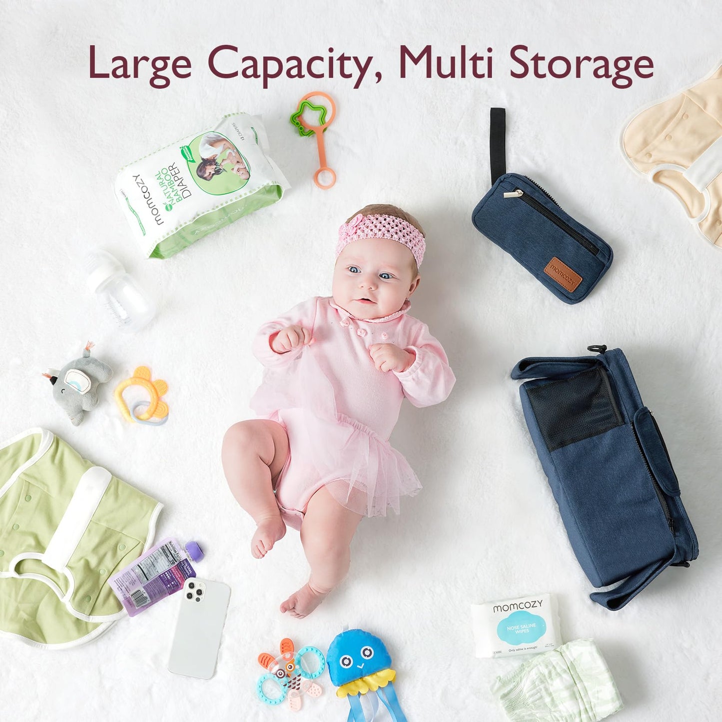 Momcozy Universal Stroller Organizer, 2 Insulated Cup Holders, Removable Zip Pocket, Adjustable Straps, Large Capacity Baby Essentials Compact Design, Fits Any Stroller (Multicolor)