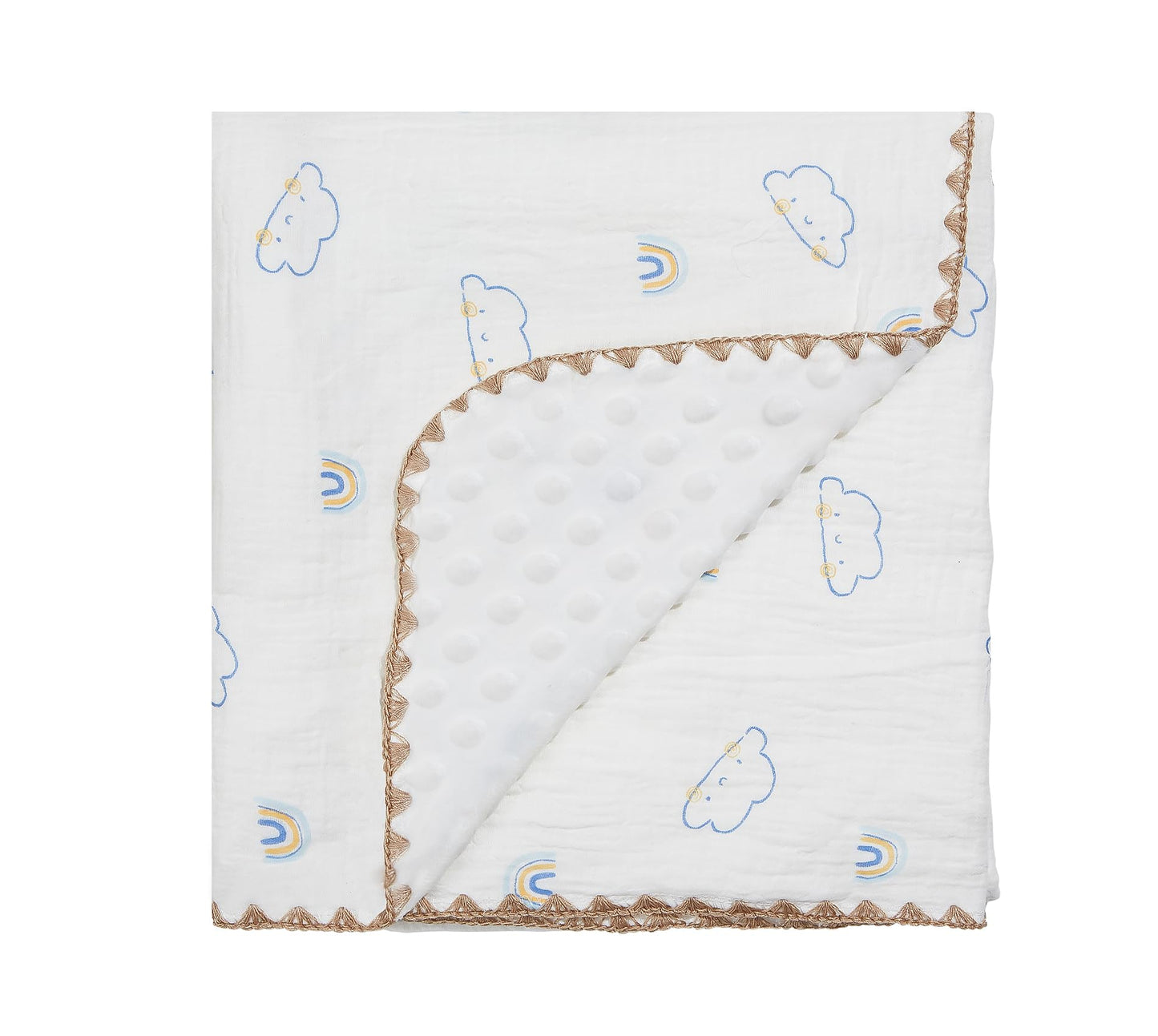 Baby Blanket Double Layer Cotton 40 x 40 Soft Receiving Blanket with Pattern Machine Washable Brown Bear