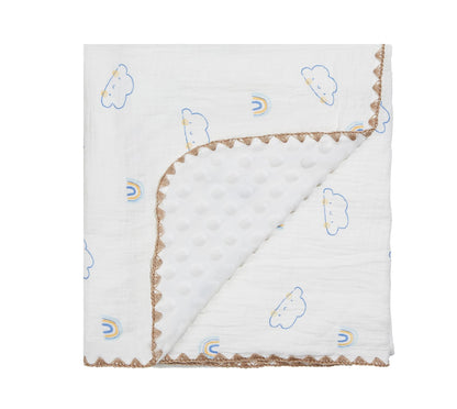 Baby Blanket Double Layer Cotton 40 x 40 Soft Receiving Blanket with Pattern Machine Washable Brown Bear