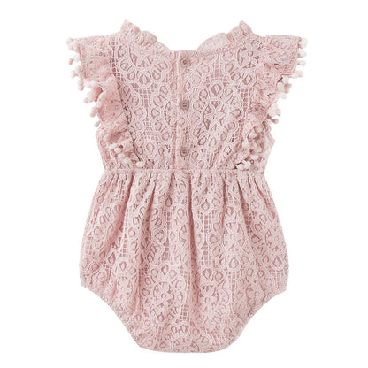 Simplee kids Baby Girl Kint Romper Fall Sleeveless Pompoms Rompers Newborn Little Girl Overall Jumpsuit Outfits