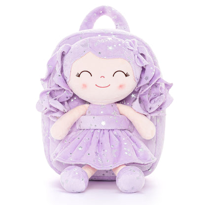 Gloveleya Toddler Backpack Baby Ballerina Girl Gifts Plush Curly Hair Ballet Backpack - Black Blonde 9 inches