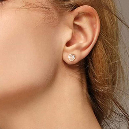IEFWELL Heart Stud Earrings for Girls Women, S925 Sterling Silver Studs Hypoallergenic Earrings CZ Heart Earrings Initial Earrings for Teen Girls Kids Jewelry for Girls Gifts