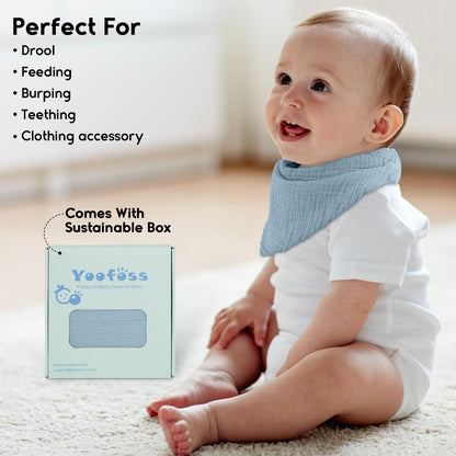 Yoofoss Muslin Baby Bibs 10 Pack Bandana Bibs 100% Cotton 6-Layer Soft Absorbent Drool Bibs for Boys and Girls, Pink Flower