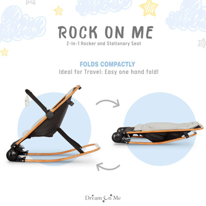 Dream on Me Rock With Me 2-in-1 Baby Rocker and Stationary Seat, Baby Rocker Seat for Infant with Removable Toy Bar, Baby Rocker Chair with Soothing Music & Vibration, 0-6 Months, Upto 20 Lbs