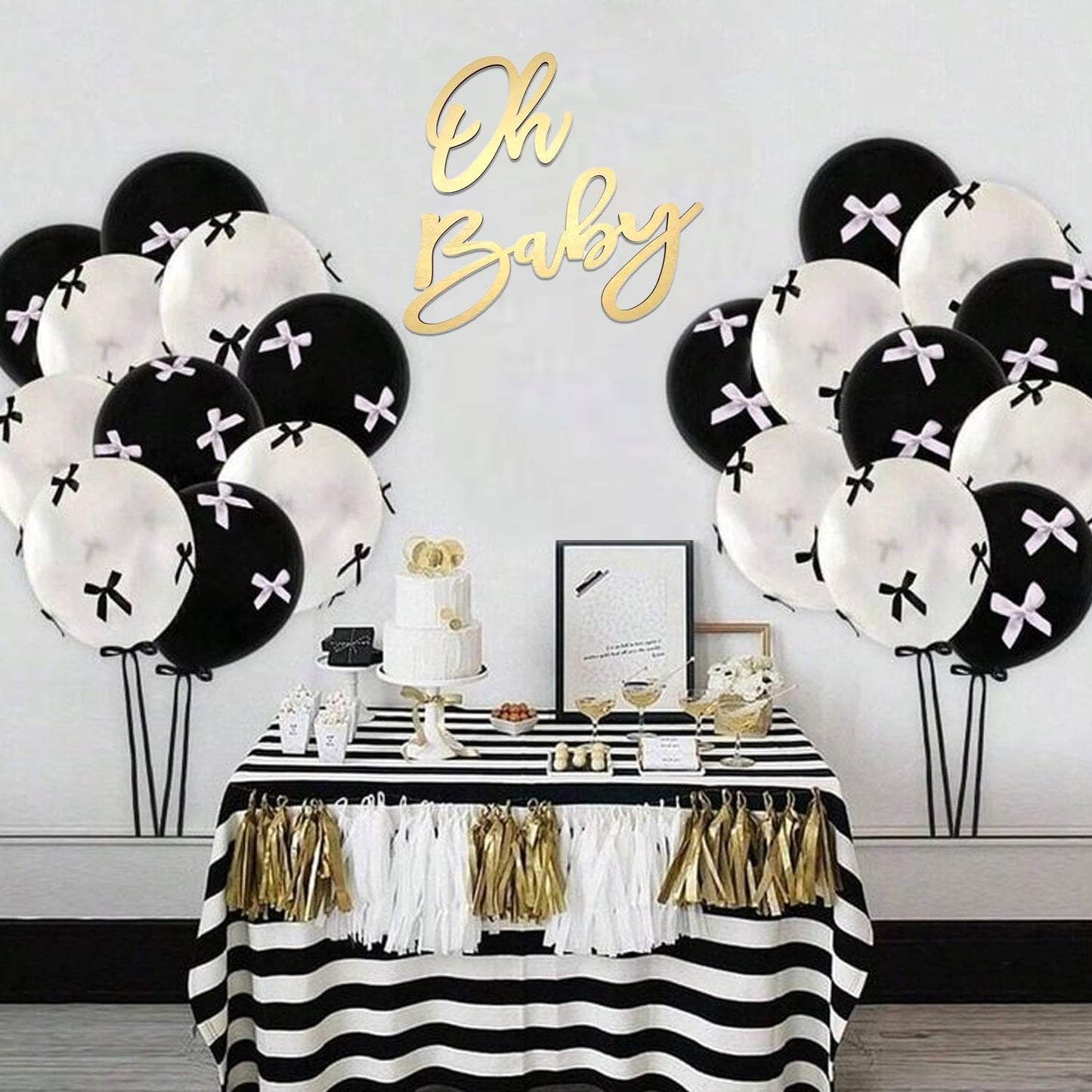 Oh Baby Sign for Backdrop, Wooden Baby Shower Sign Gold Letters Party Banner for Boy/Girl Decorations Backdrop Party
