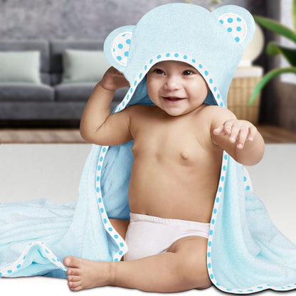 Set of 2 Hooded Baby Towels – White and Grey – Luxurious, Large and Super Absorbent – 30 x 30 Inch – Soft and Suitable for Infants, Toddlers and Kids – 400 GSM