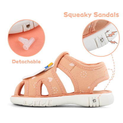 ESTAMICO Baby Boys Girls Sandals Cute Animal Summer Shoes Breathable Non Slip First Walker, 18-24 Months Toddler, Light Blue