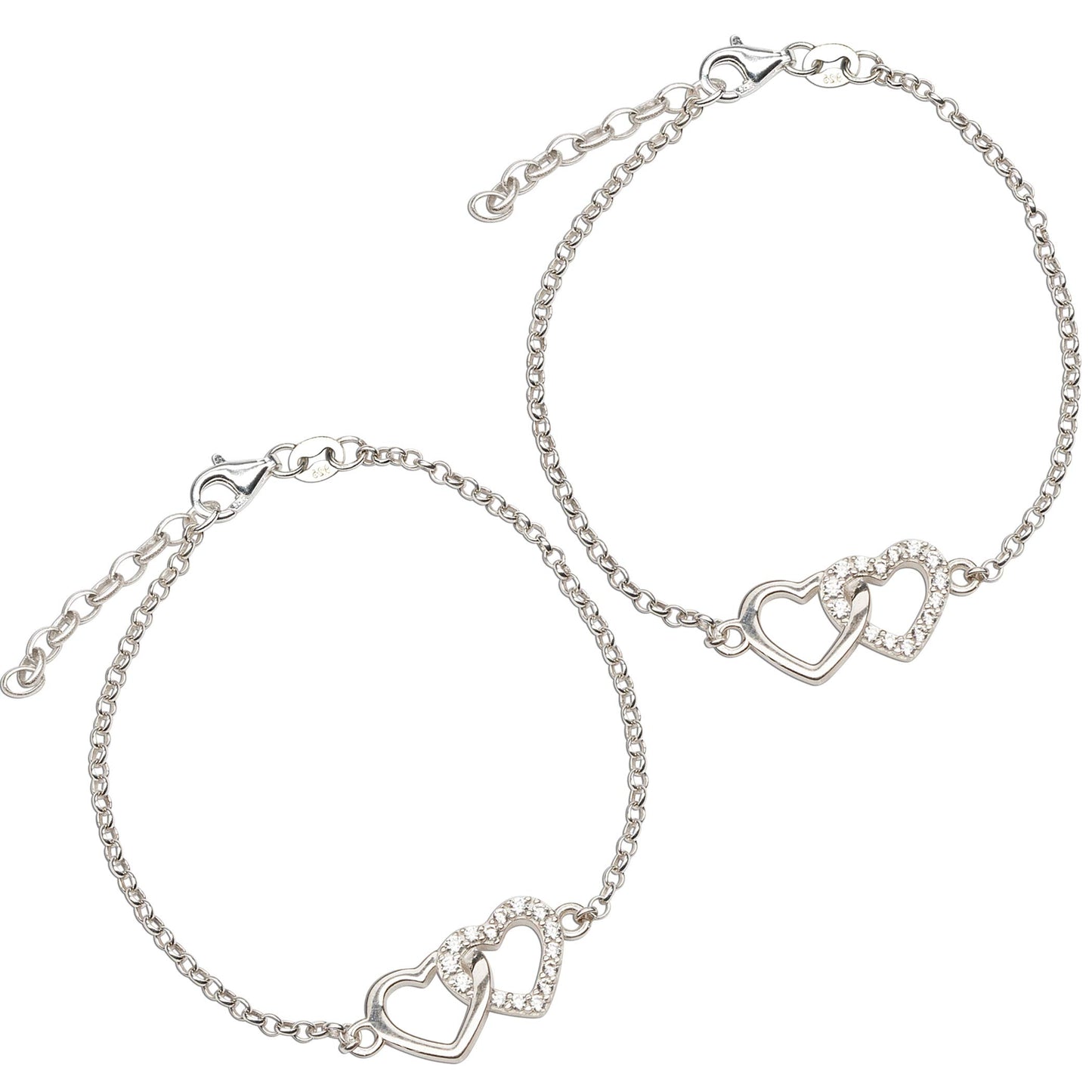 Cherished Moments Sterling Silver Mom and Me Double Heart Bracelet Sold as a Set or individually