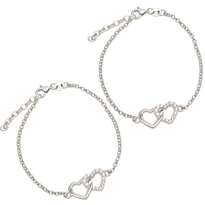 Cherished Moments Sterling Silver Mom and Me Double Heart Bracelet Sold as a Set or individually
