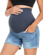 HOFISH Women's Maternity Jeans Shorts Over The Belly Stretchy Comfy Denim Shorts Pants Casual Workout Pregnancy Shorts