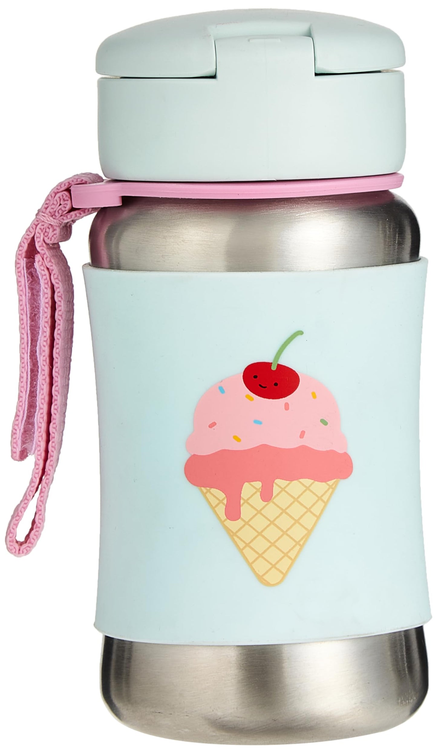 Skip Hop Toddler Sippy Cup with Straw, Sparks Stainless Steel Straw Bottle, Ice Cream