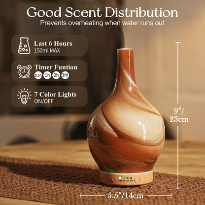 Porseme 3D Essential Oil Diffuser Cool Mist Humidifier Ultrasonic Aromatherapy Diffuser,150ml Last 6h,Auto Shut-Off,Air Refresh,Decoration for Home,Office,Yoga,Baby,Sleep