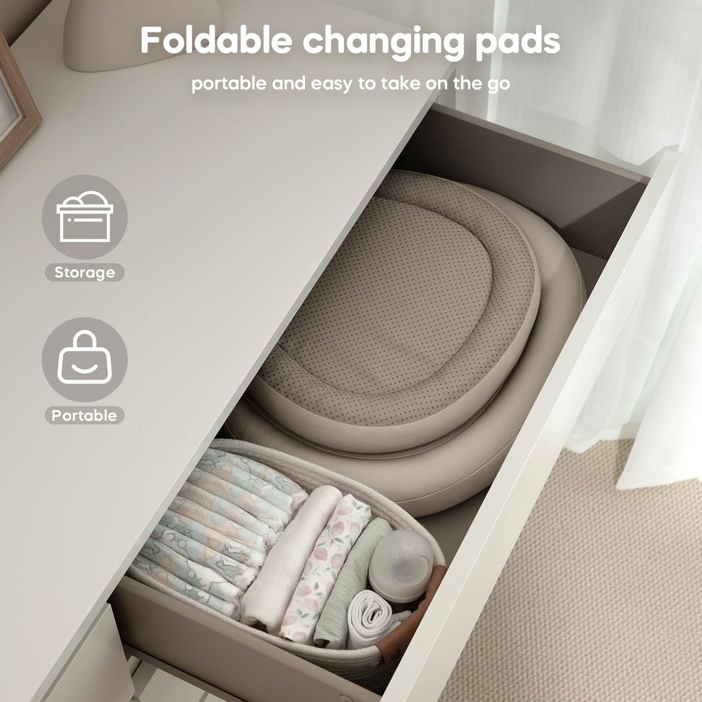 Mamatepe Baby Changing Pad, Soft, Foldable Leather Diaper Changing Pad, Waterproof & Non-Slip Wipeable, 30"X19",Pink