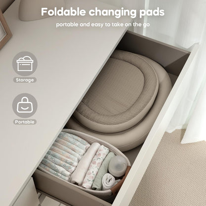 Mamatepe Baby Changing Pad, Soft, Foldable Leather Diaper Changing Pad, Waterproof & Non-Slip Wipeable, 30"X19",Pink
