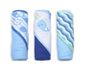 Buttons & Stitches Boy's 3-Pack Blue Whale Hooded Baby Towels, 26x30 Inches