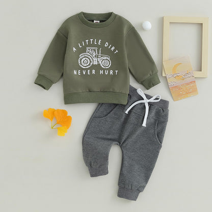 MA&BABY Toddler Boys Clothes Dinosaur Print 6 12 18 24 Months 3T 4T Outfits Long Sleeve Pullover Jogger Pant 2PC Sets