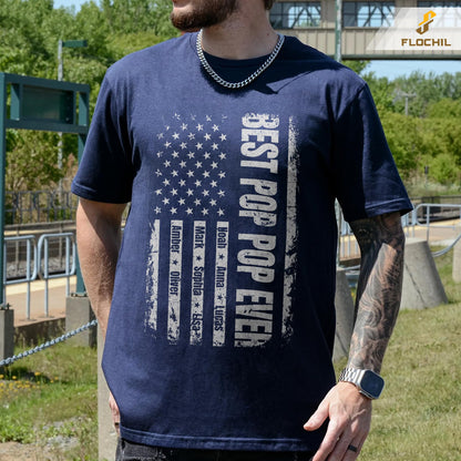 FLOCHIL Personalized Dad Shirt for Men, Custom With Kids Names, Fathers Day T Shirt, Gifts