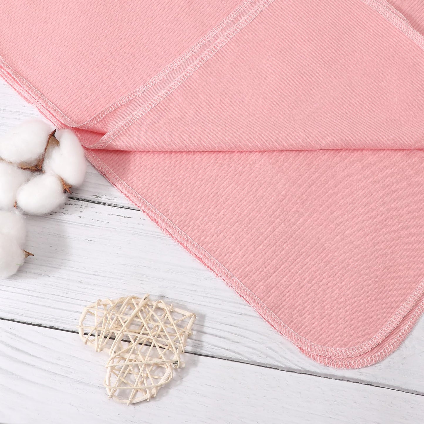 Newborn Receiving Blanket with Bow Hat Mittens Wooden Card Set Wheat-Pattern Newborns Toddler Baby Boy Girl Nursery Swaddle Wrap
