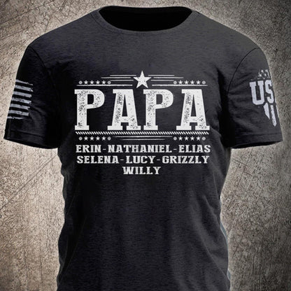 Personalized Fathers Day T-Shirt, Custom Grandpa Grandkids Name Shirt, Papa Shirts, Dad Gifts for Fathers Day and Christmas