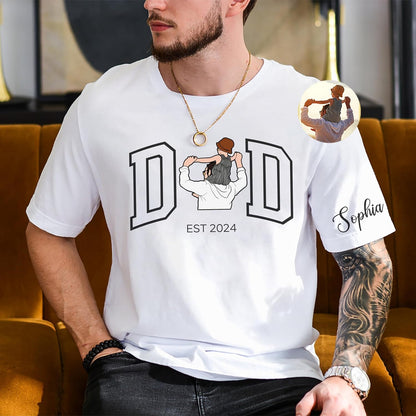 Custom Photo Shirt for Dad, Father's Day Tshirt, Personalized Daddy Portrait Shirt, Gifts Fathers Day for Papa Grandpa, Daddy Birthday Gifts, Gift for Husband, Customized Photo Hoodie