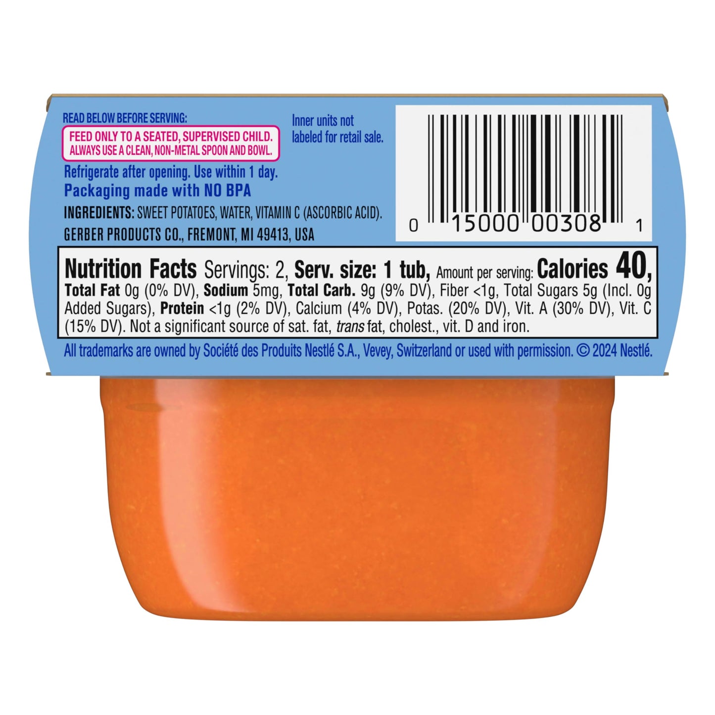 Gerber 1st Foods Baby Food Banana Puree, Natural & Non-GMO, 2 Ounce Tubs, 2-Pack (Pack of 8)