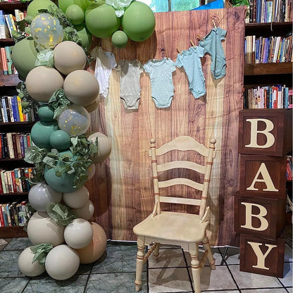 Sage Green Balloons Arch Double Stuffed, Olive Dusty Green Brown Beige Neutral Balloon Garland Kit, White Sand Apricot Tan Latex Balloon for Baby Shower Birthday Jungle Safari Party Decoration