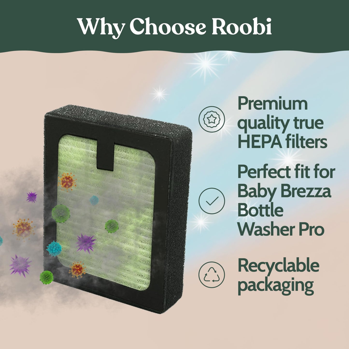 Roobi Detergent Tablets Compatible with Baby Brezza Bottle Washer Pro. Removes Milk Residue & Odor, Hypoallergenic Carbon Neutral Formula. 120 Count.