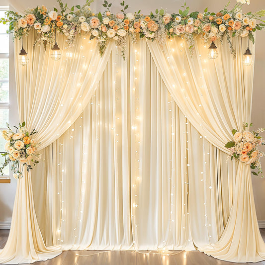 10x10ft Pink Backdrop Curtain with Lights String for Parties Wedding Wrinkle Free Soft Curtains Photo Backdrop Drapes for Girls Birthday Baby Shower Background Decorations 5x10ft, 2 Panels