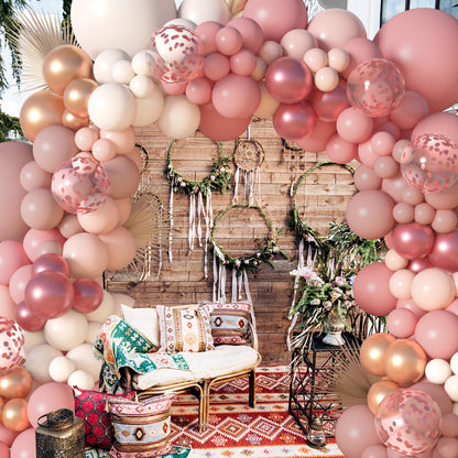 Amandir 173Pcs Pink Blue Green Balloon Arch Garland Kit, Dusty Baby Pink Mauve Pastel Mist Haze Green Blue Gold Confetti Balloons for Baby Shower Gender Reveal Wildflower Birthday Party Decorations