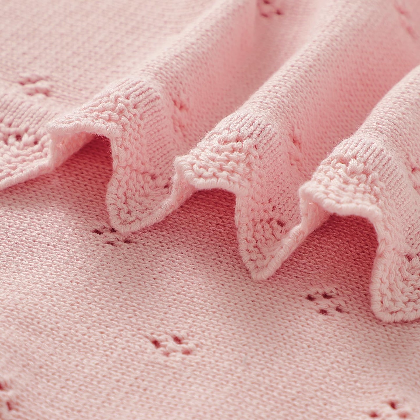 mimixiong Cotton Baby Blanket Knitted Crochet Receiving Crib Nursery Swaddling Blankets for Newborn Baby Boy Girl Off White 30x40 Inch