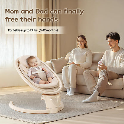 Baby Swings for Infants, Electric Infant Swing with Remote Control, Portable Baby Swing with 5-Point Harness, 5 Speeds, and 10 Preset Lullabies (Adapter Included)
