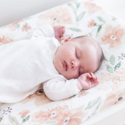 Crane Baby Quilted Changing Pad Cover with Animal Print, Breathable Cotton Sateen, Fits Standard 16”X32” Pads, Ocean Whale Blue