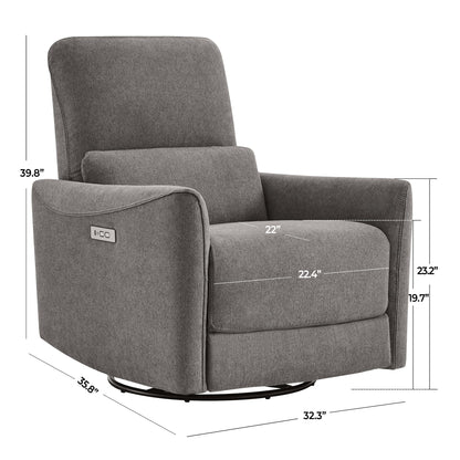 CHITA Power Recliner Chair Swivel Glider, FSC Certified Upholstered Living Room Nursery Reclining Sofa Chair with Lumbar Support, Linen