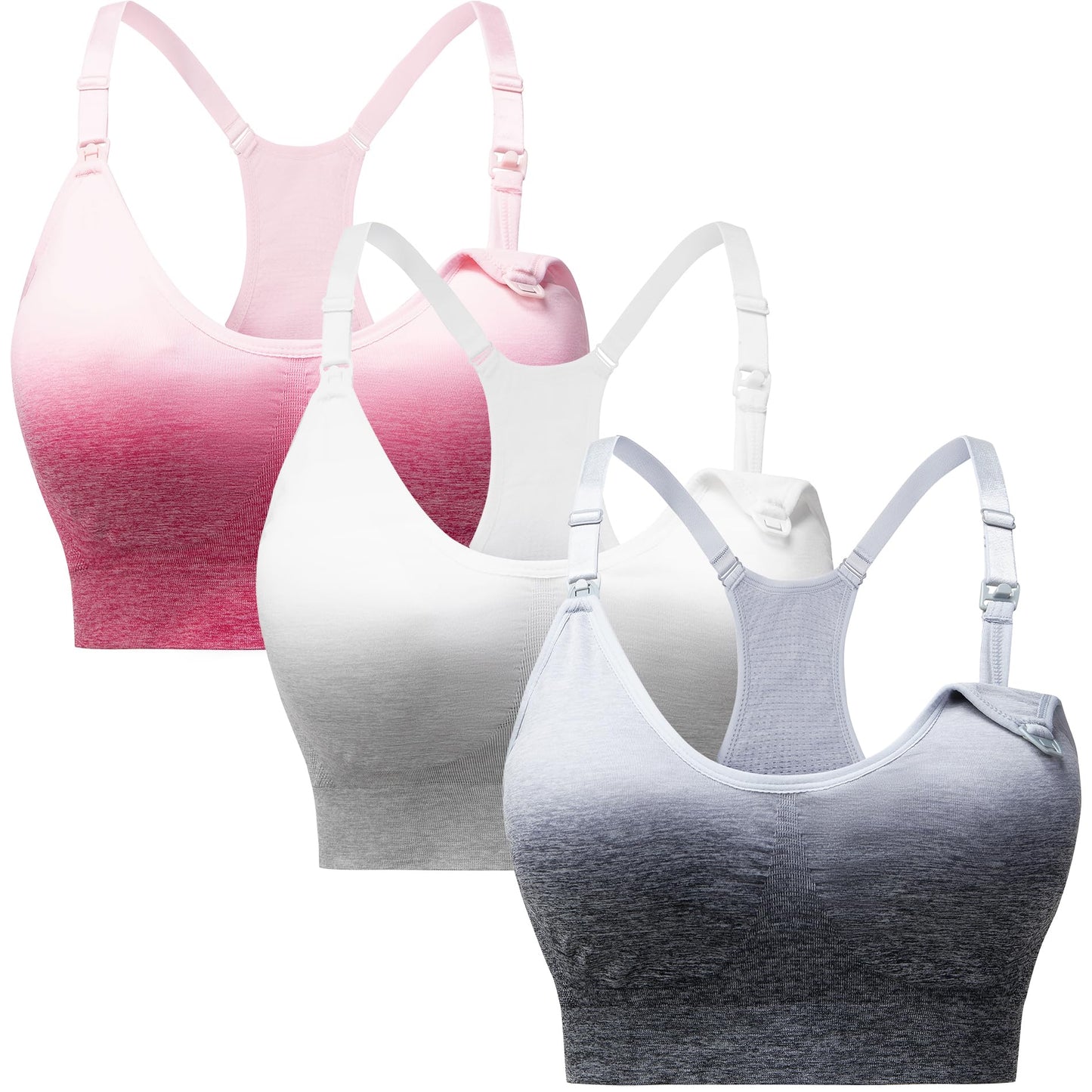 Suekaphin 3 Pack Sports Nursing Bra for Breastfeeding Supportive Bralette Pregnancy Maternity Wirefree Support for Women