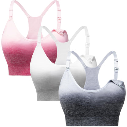 Suekaphin 3 Pack Sports Nursing Bra for Breastfeeding Supportive Bralette Pregnancy Maternity Wirefree Support for Women