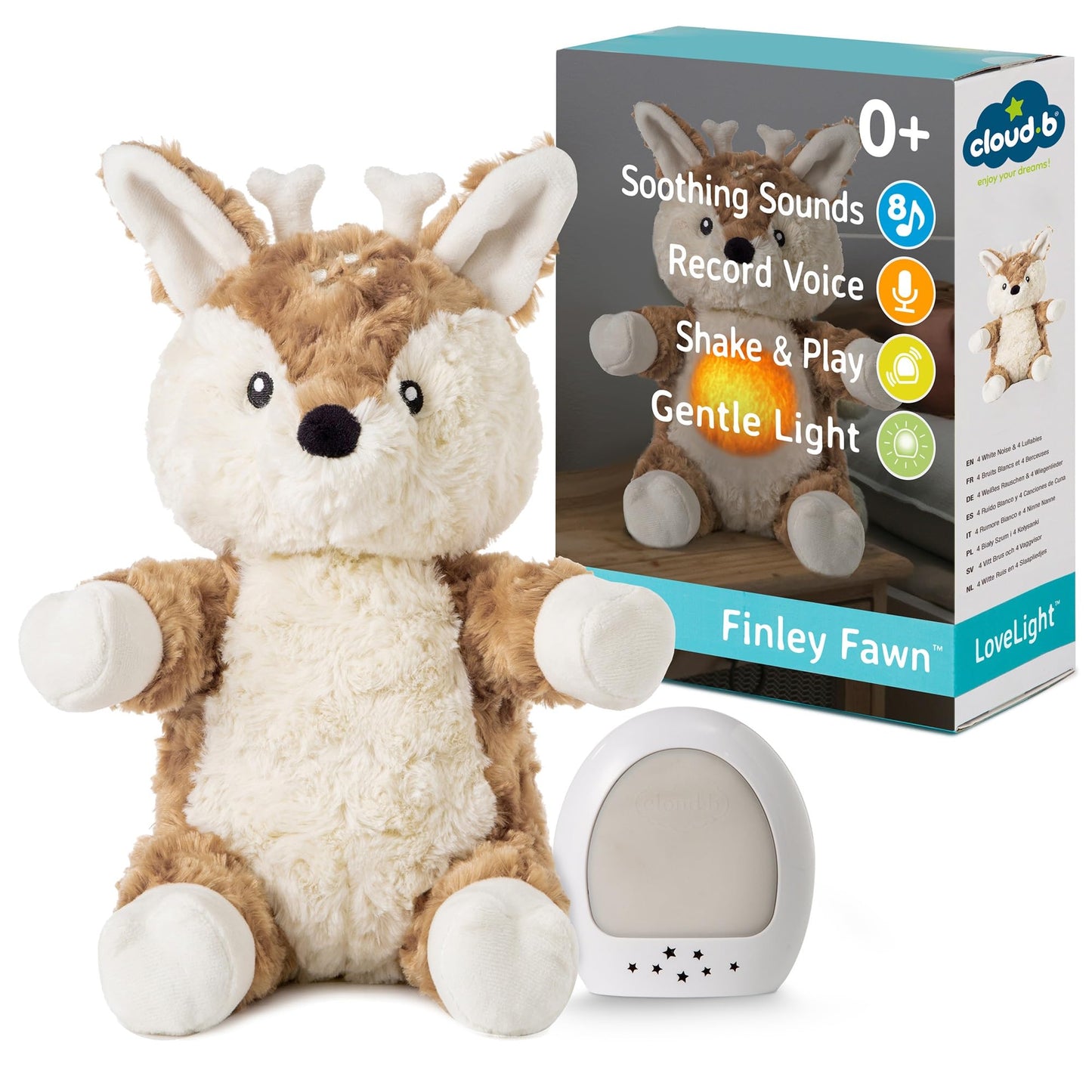 Cloud b Sound Machine with White Noise Soothing Sounds | Cuddly Stuffed Animal & Nomadic Nightlight | Record Parent Voice | Adjustable Settings & Auto-Shutoff | LoveLight™ Buddies - Drake The Dragon™