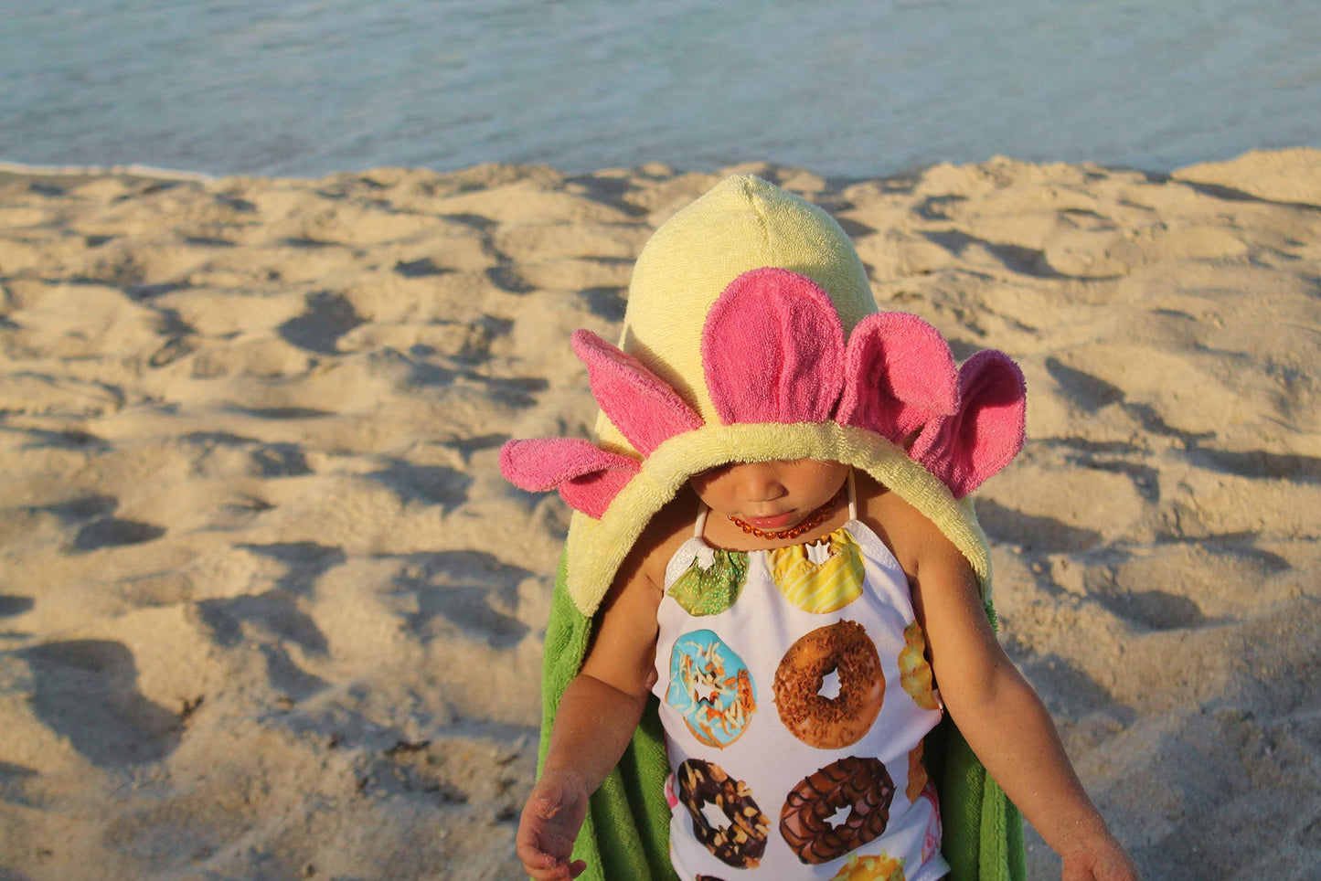Hooded Baby Towel for Kids 2-8 | Large 100% Cotton Baby Towel for Girls | Cute Flower Bath Towels for Babies and Toddlers with Pink Petals