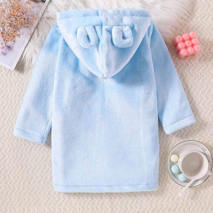 Toddler Unisex Baby R𝐨be Hooded Fleece Bathr𝐨be and Towel for Kids Boys Girls Plush Flannel Bathr𝐨be Warm Winter
