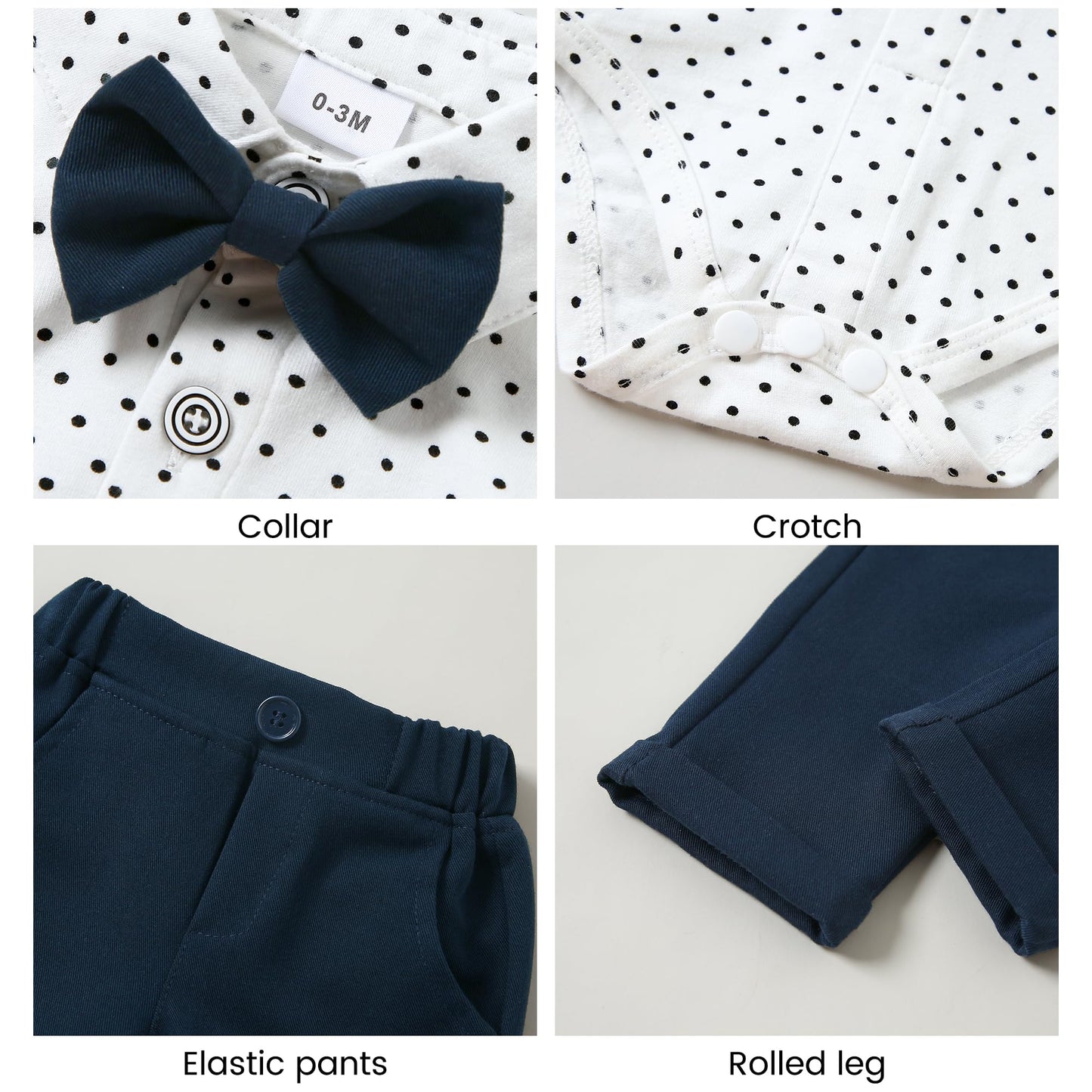 YALLET Baby Boy Clothes Suit 0-24 Months Infant Gentleman Outfits Formal Dress Shirt+Bowtie+Vest+Pants Set Baby Wedding Suits