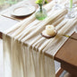 FEXIA Beige Cheesecloth Table Runner 35x120 Inches Ivory Gauze Rustic Boho Spring Easter Table Runner for Engagement Party Decorations Bridal Shower Wedding Party First Communion Centerpiece