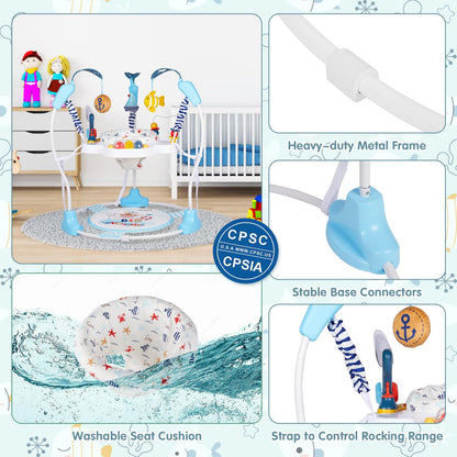 Baby Activity Center, 3-in-1 Baby Jumper, Infant Activity Center with 360° Rotating Seat, Music, Lights, 3 Adjustable Heights, Infant Activity Jumper for 6+ Months JP2401
