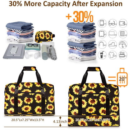 Expandable Travel Duffle Bags Weekender Overnight Bags for Women Men Hospital Bag for Women Labor Delivery with Toiletry Bag Waterproof