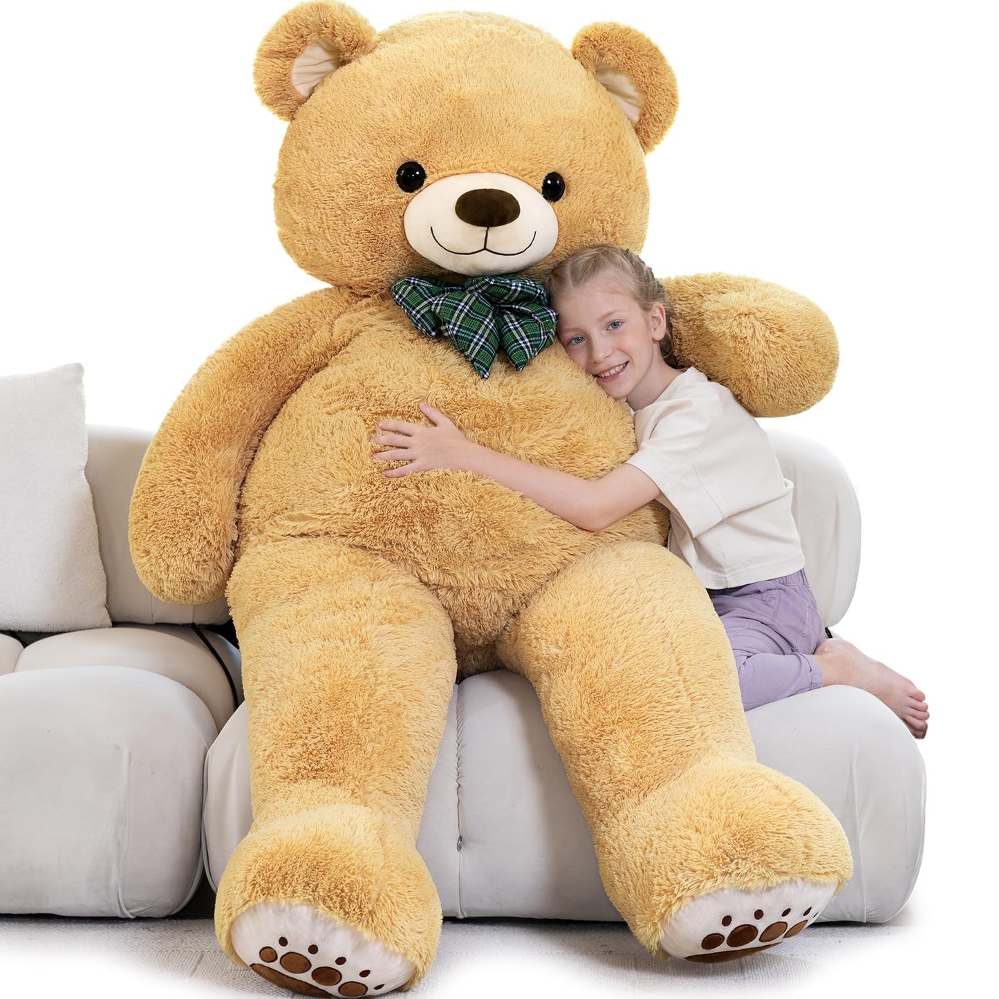 6ft Giant Teddy Bear Stuffed Animal, 72" Life Size Pink Teddy Bear Plush Toy, Cuddly Stuffed Bear Gift for Girlfriend, Wife, Kids at Birthday Valentine's Day, Christmas, Baby Shower Decor
